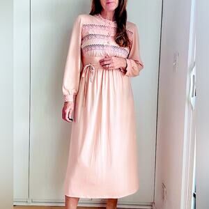 Vintage Dress French Dress Peach Medium Fit Midi Romantic Special Occasion Sleep